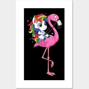 Unicorn Rider Flamingo Funny Posters and Art